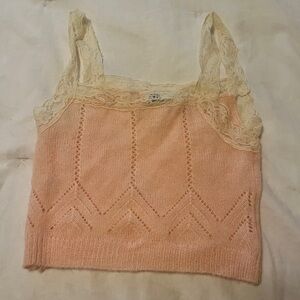 Zara Pointelle lace knit crop top